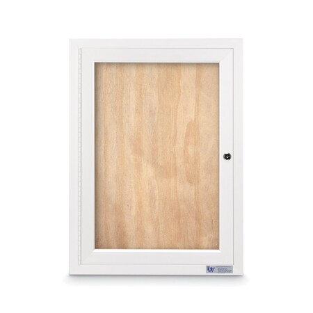 United Visual Products Slim Enclosed Corkboard, 11"x13-1/2", Black Alum Frame/Pumice UVEB1113-BLACK-PUMICE